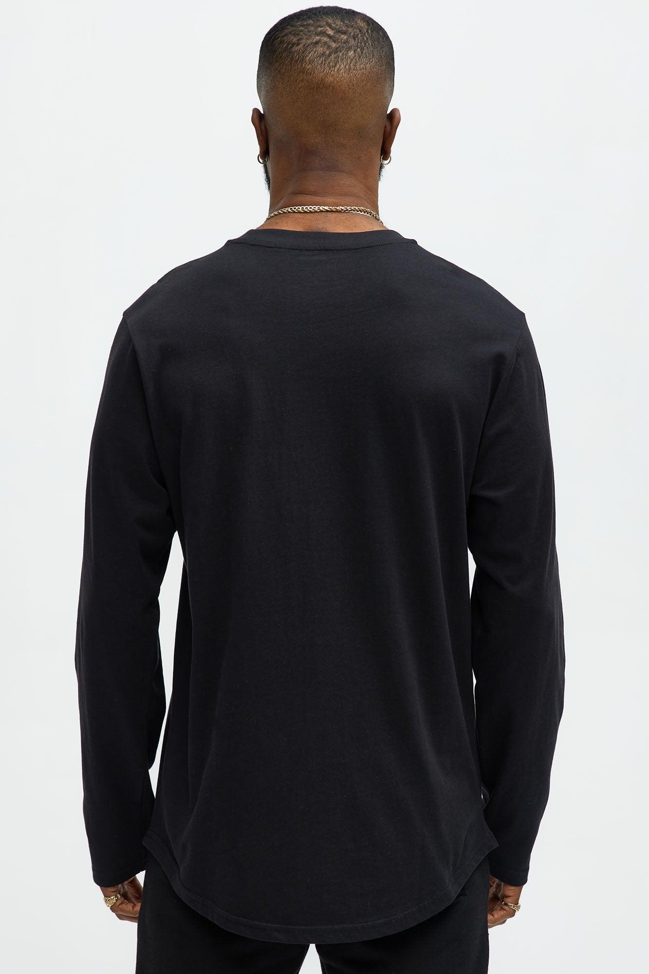 Essential Long Sleeve Scallop Tee - Black Product Image