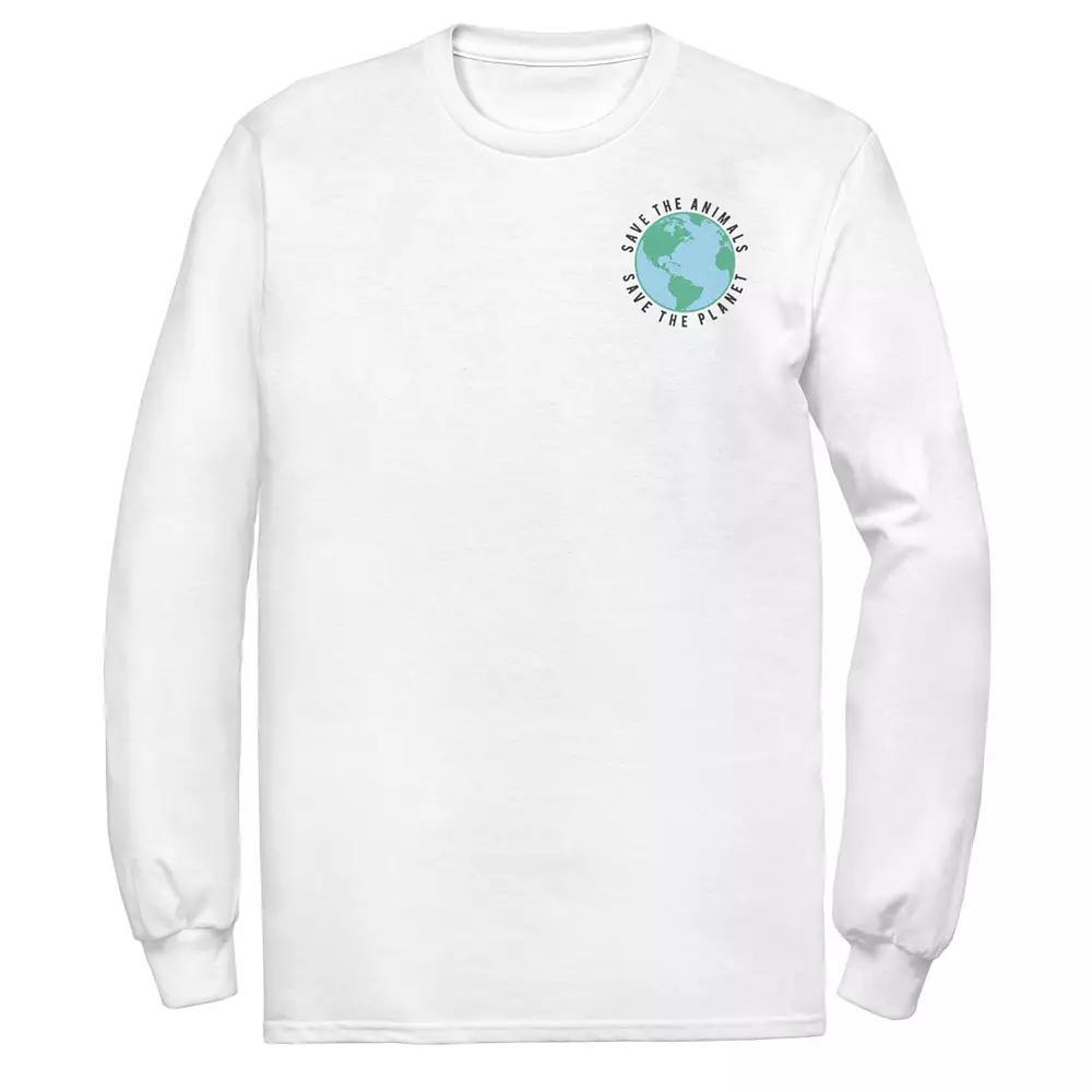 Men's Earth Day Save The Animals Save The Planet Left Chest Tee, Size: Large, White Product Image
