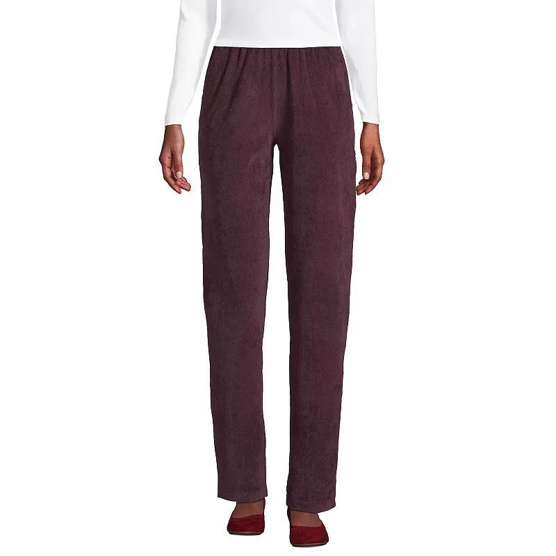 Petite Lands End Sport Knit High Rise Corduroy Pull-On Pants, Womens Black Plum Product Image