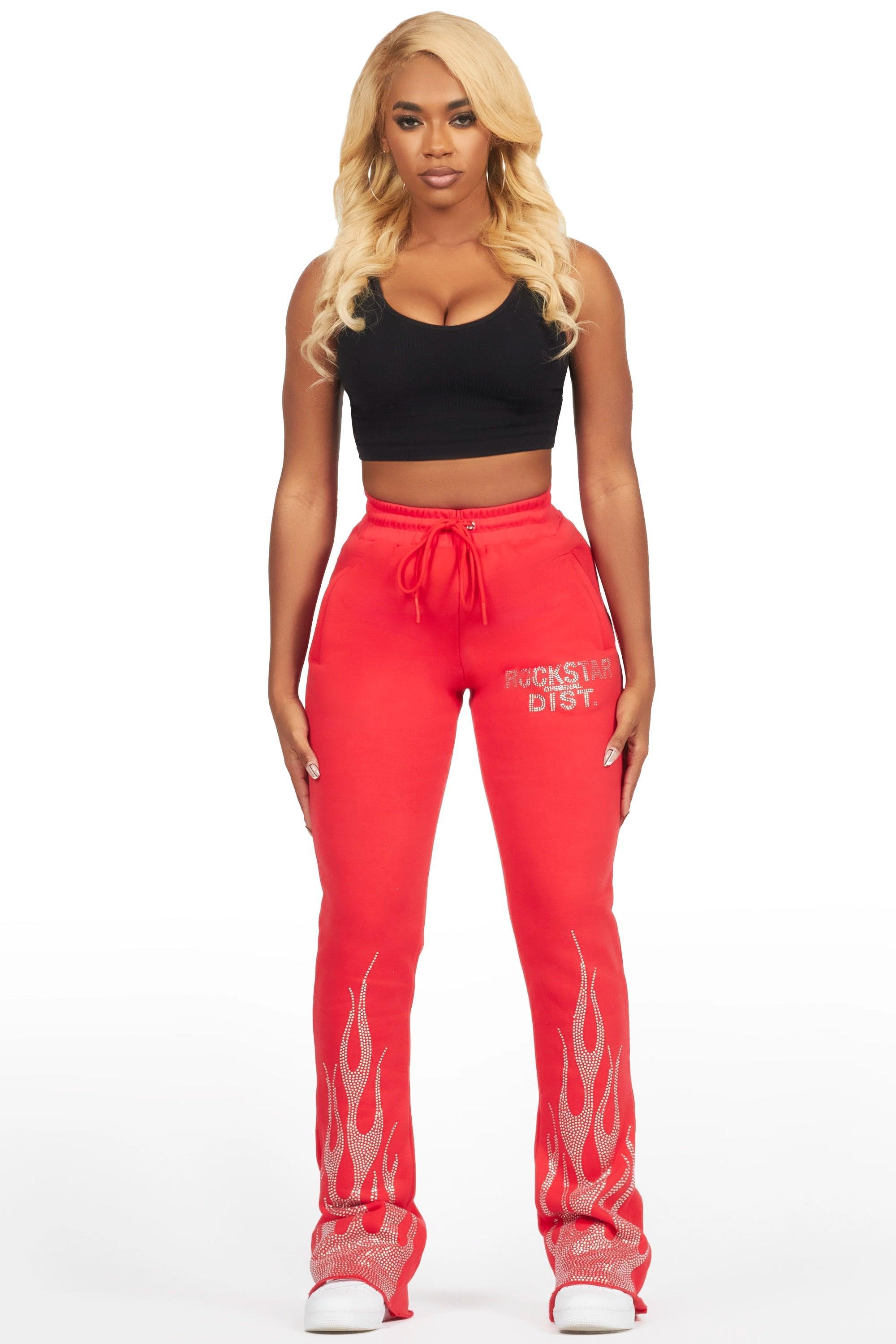 Anastesia Red Stacked Track Pant Female Product Image