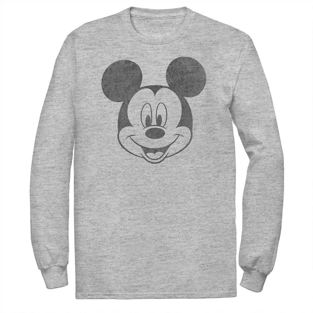 Disney's Mickey Mouse Big & Tall Black And White Portrait Long Sleeve, Men's, Size: 3XL, Athletic Grey Product Image