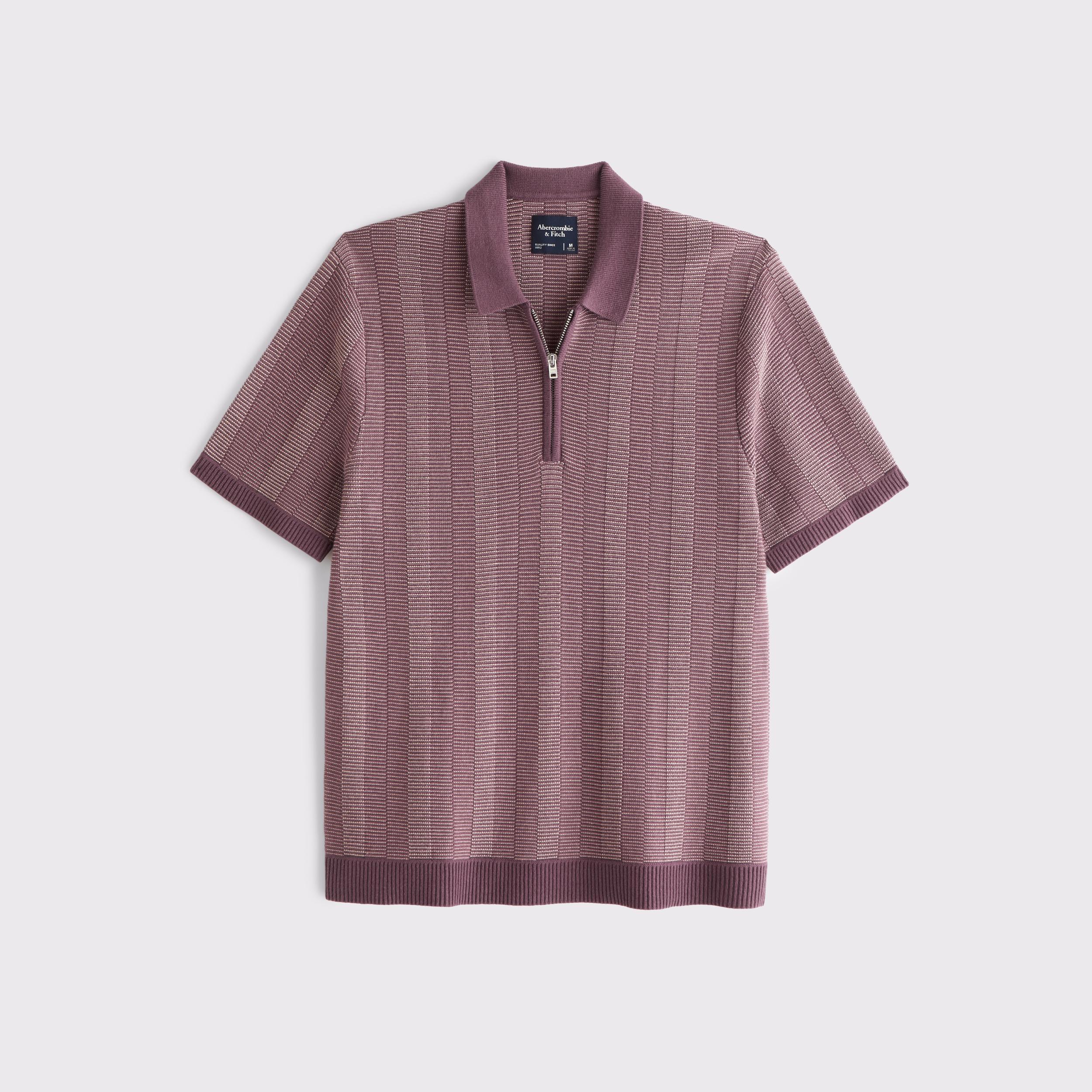 Contrast Textural Zip Sweater Polo Product Image