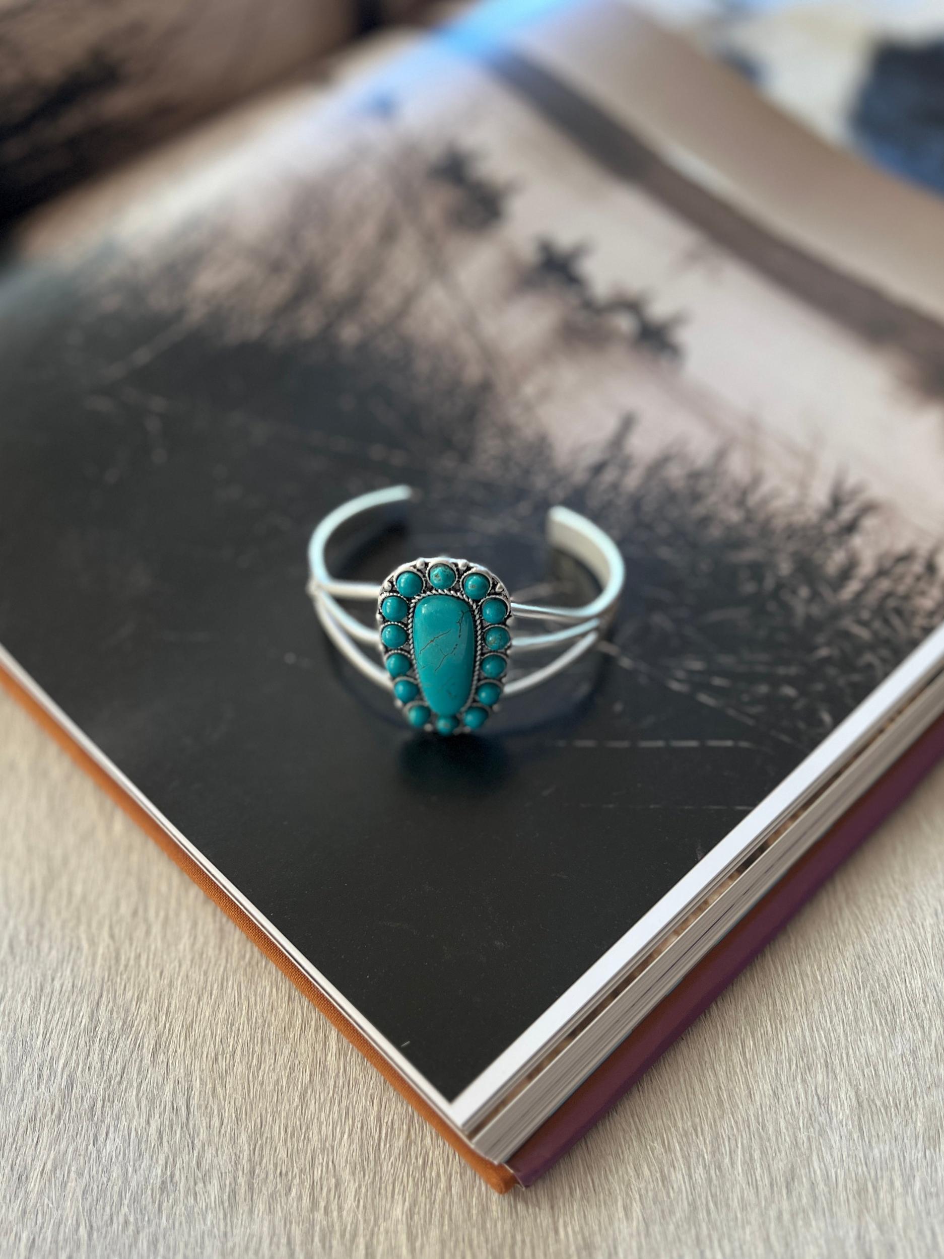 Turquoise Squash Blossom Cuff Bracelet Product Image