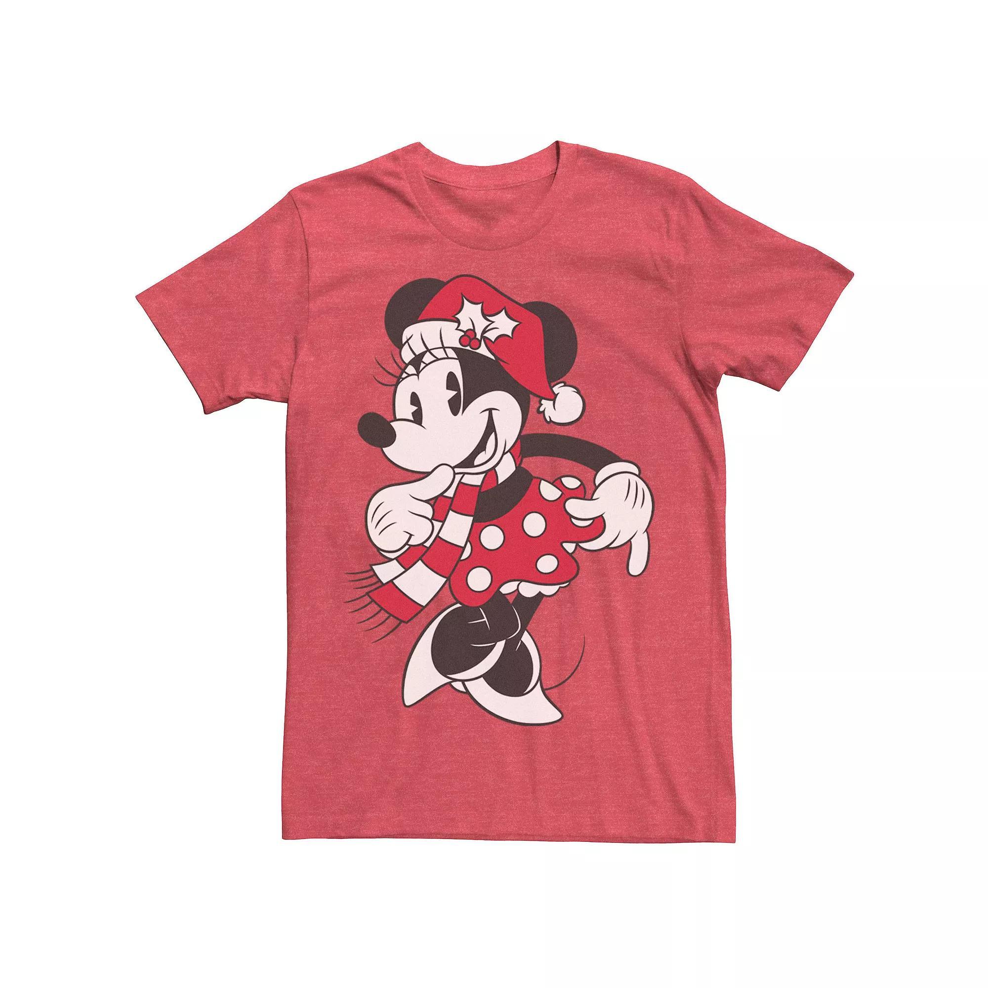 Disney's Minnie Mouse Men's Classic Christmas Portrait Tee, Size: XXL, Red Grey Product Image