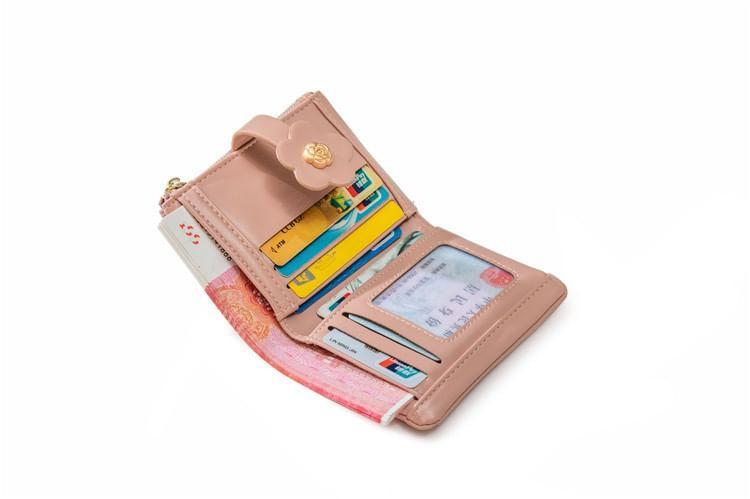 Flower Lettering PVC Panel Faux Leather Bifold Wallet Product Image