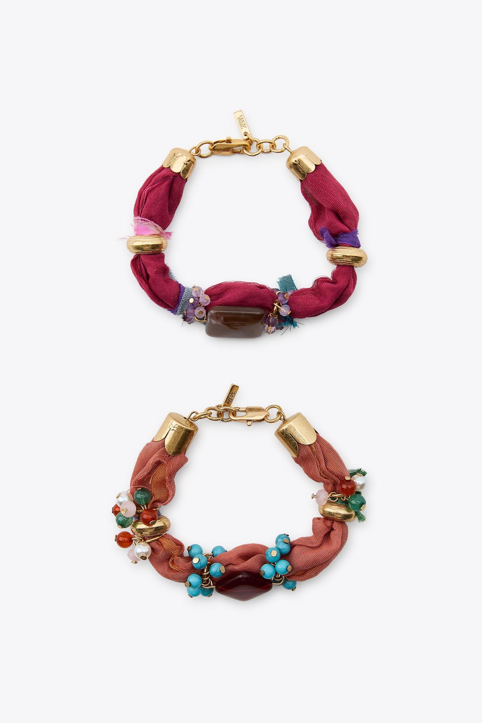 2-PACK OF BEADED FABRIC BRACELETS Product Image