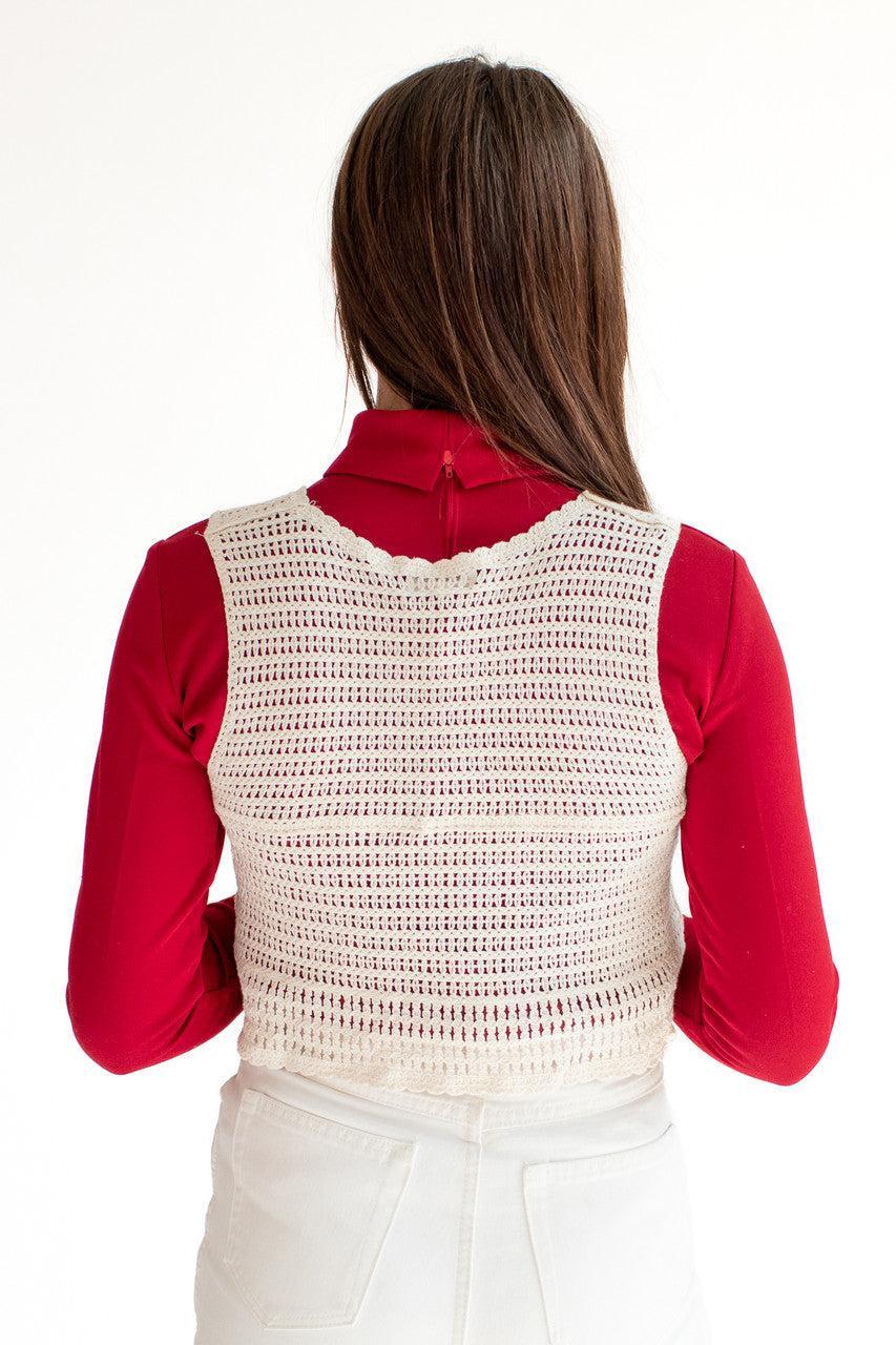 Embroidered Strawberry Crochet Tank Product Image