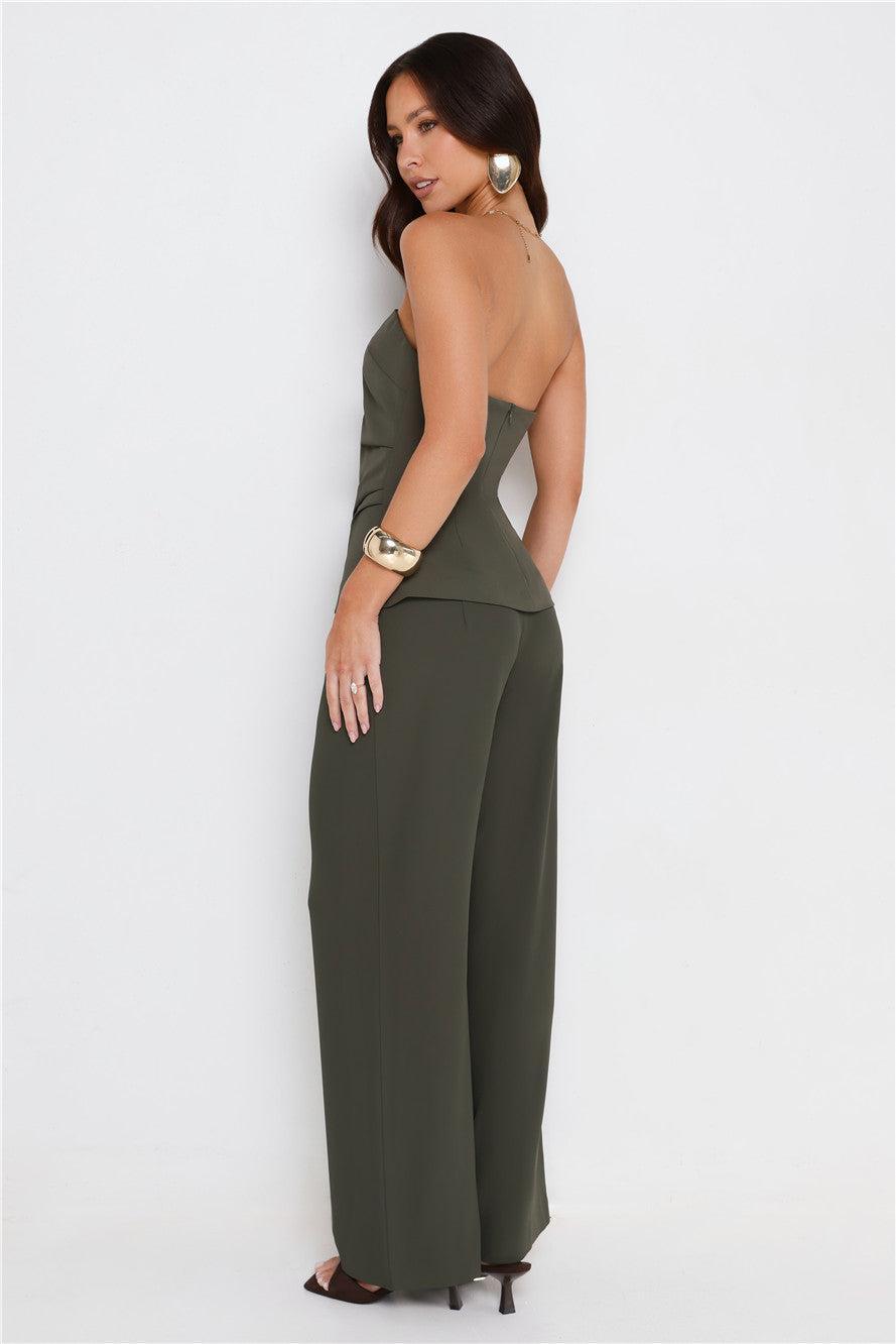 Core Cut Tailored Strapless Top Khaki Product Image