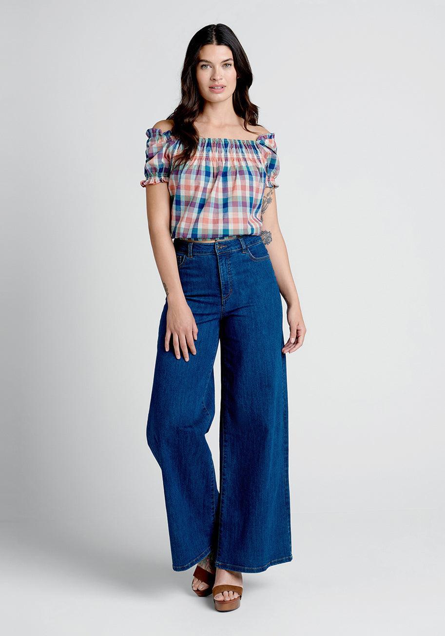 Smocked Crop Top Summer Madras Product Image