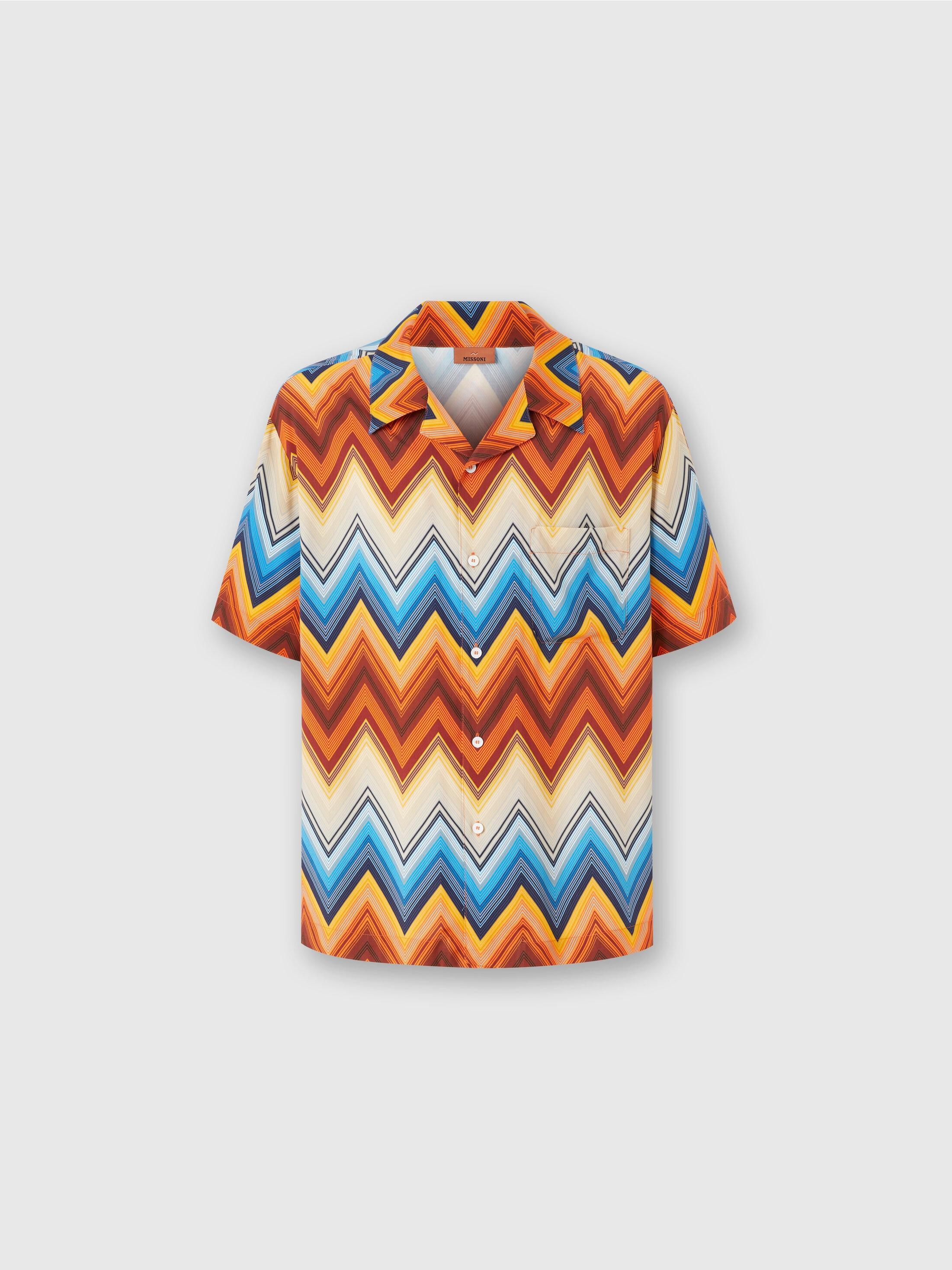 Viscose bowling shirt with macro zigzag and breast pocket Product Image