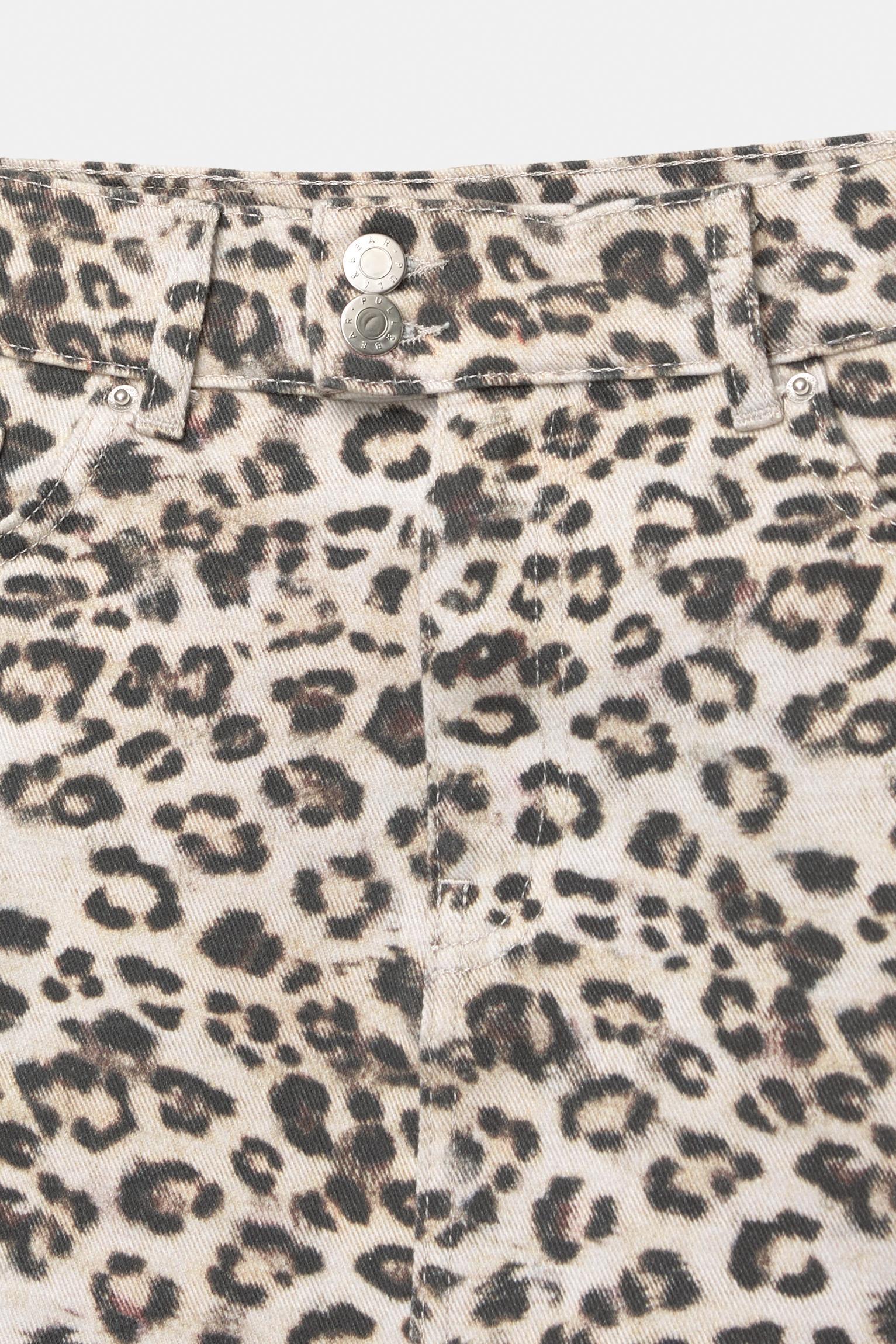 Leopard print denim mini skirt Product Image