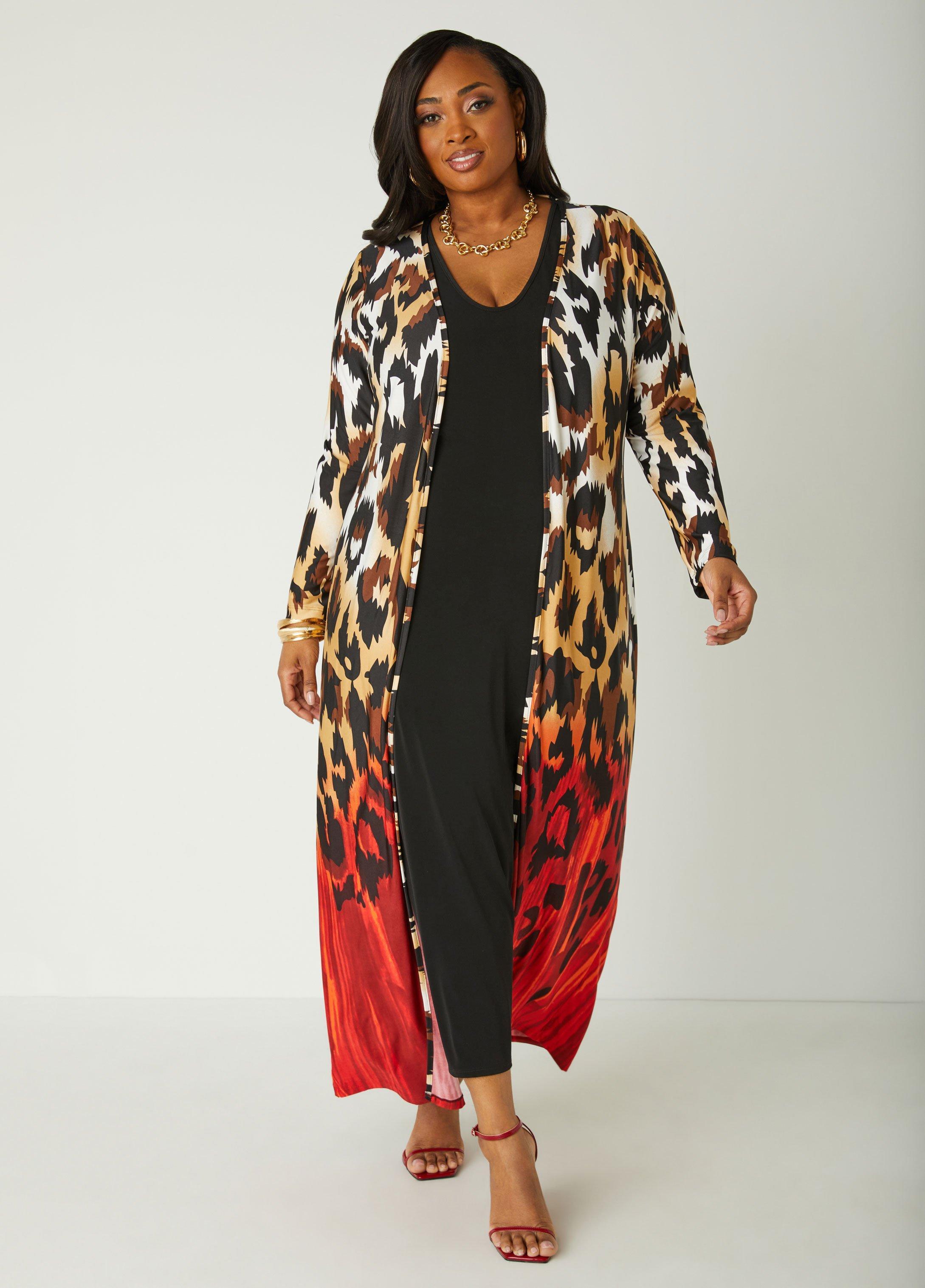 Plus Size Ombre Leopard Duster Ashley Stewart Product Image