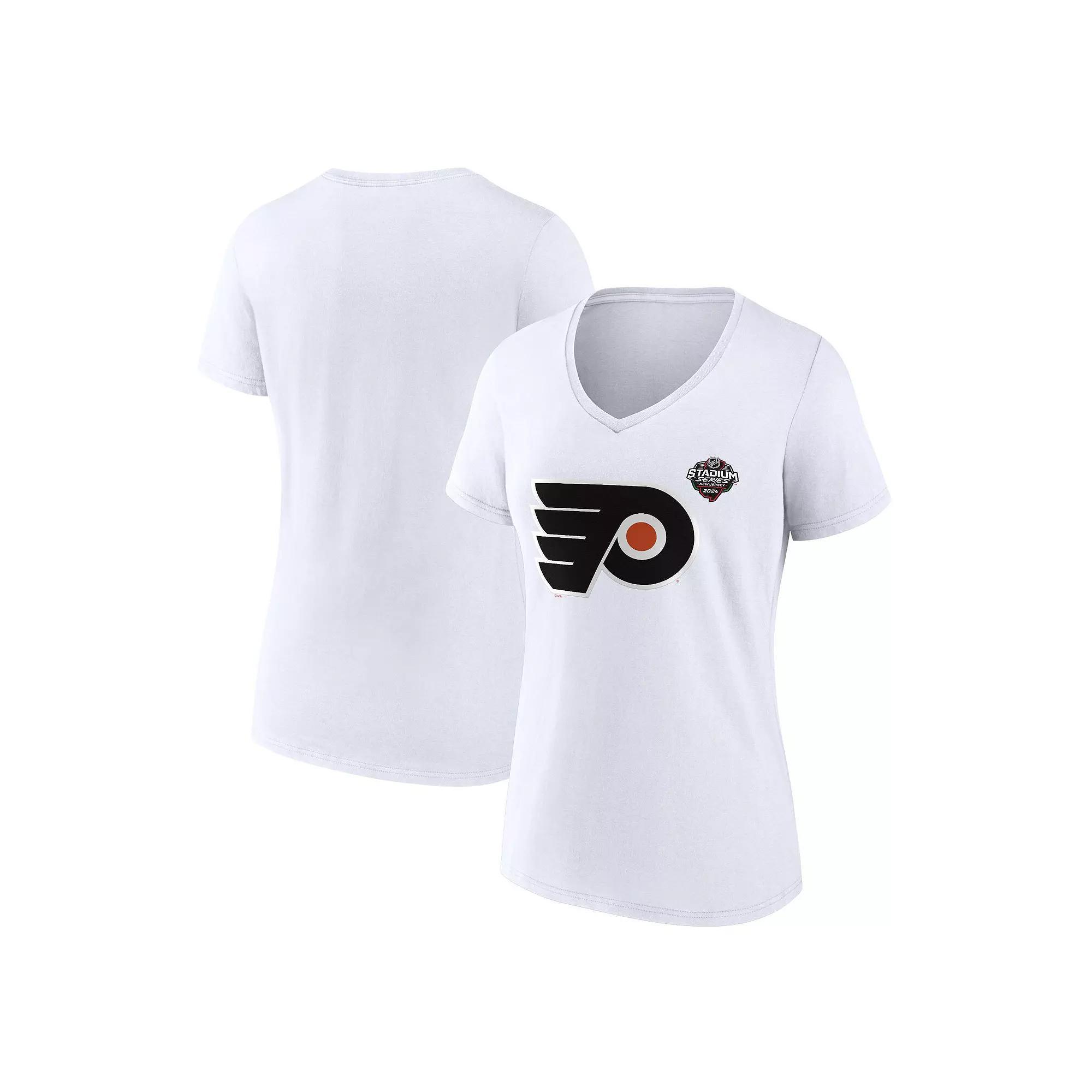 Women's Fanatics White Philadelphia Flyers 2024 NHL Stadium Series Logo V-Neck T-shirt,  Product Image