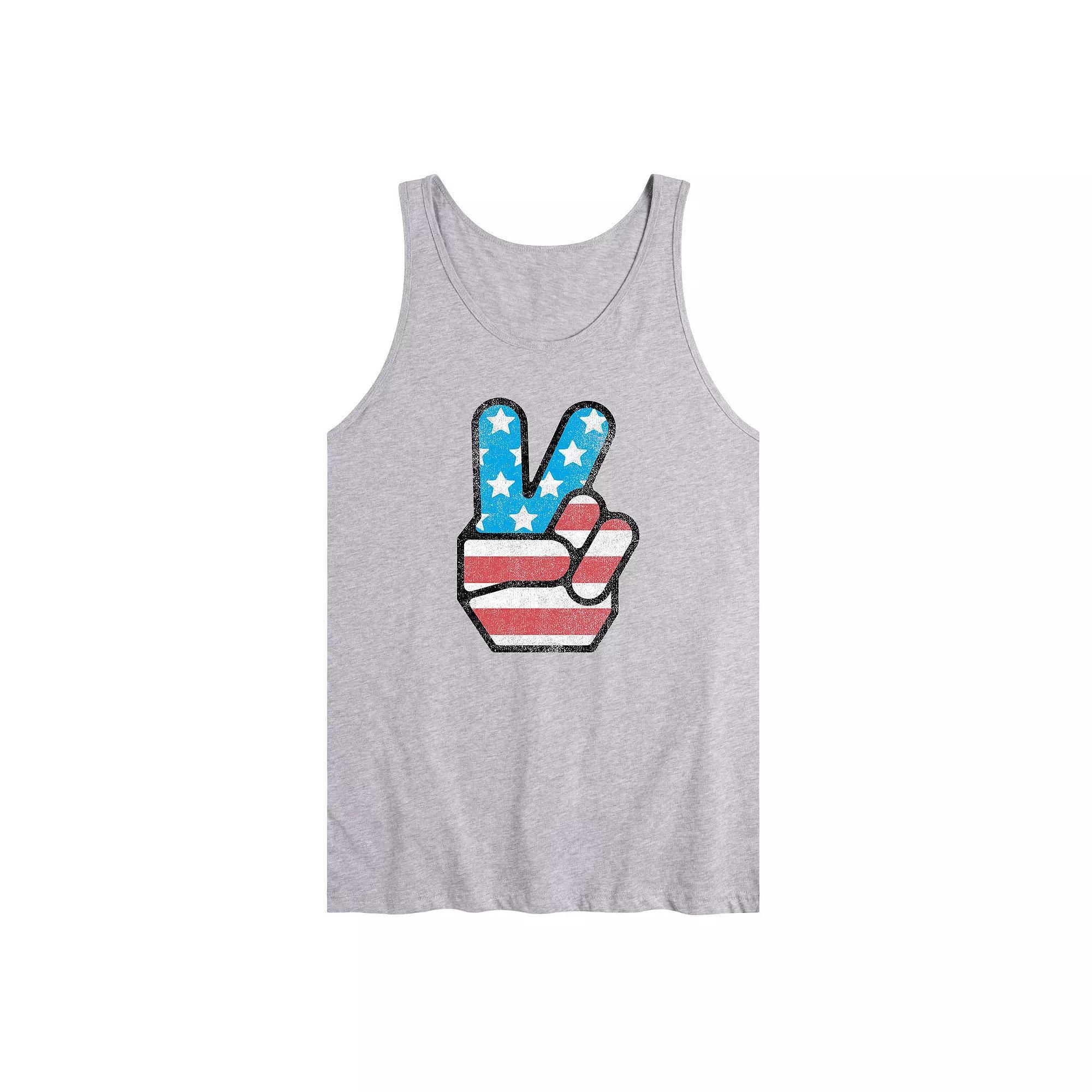 Men's USA Flag Peace Tank Top, Size: Medium, Gray Product Image