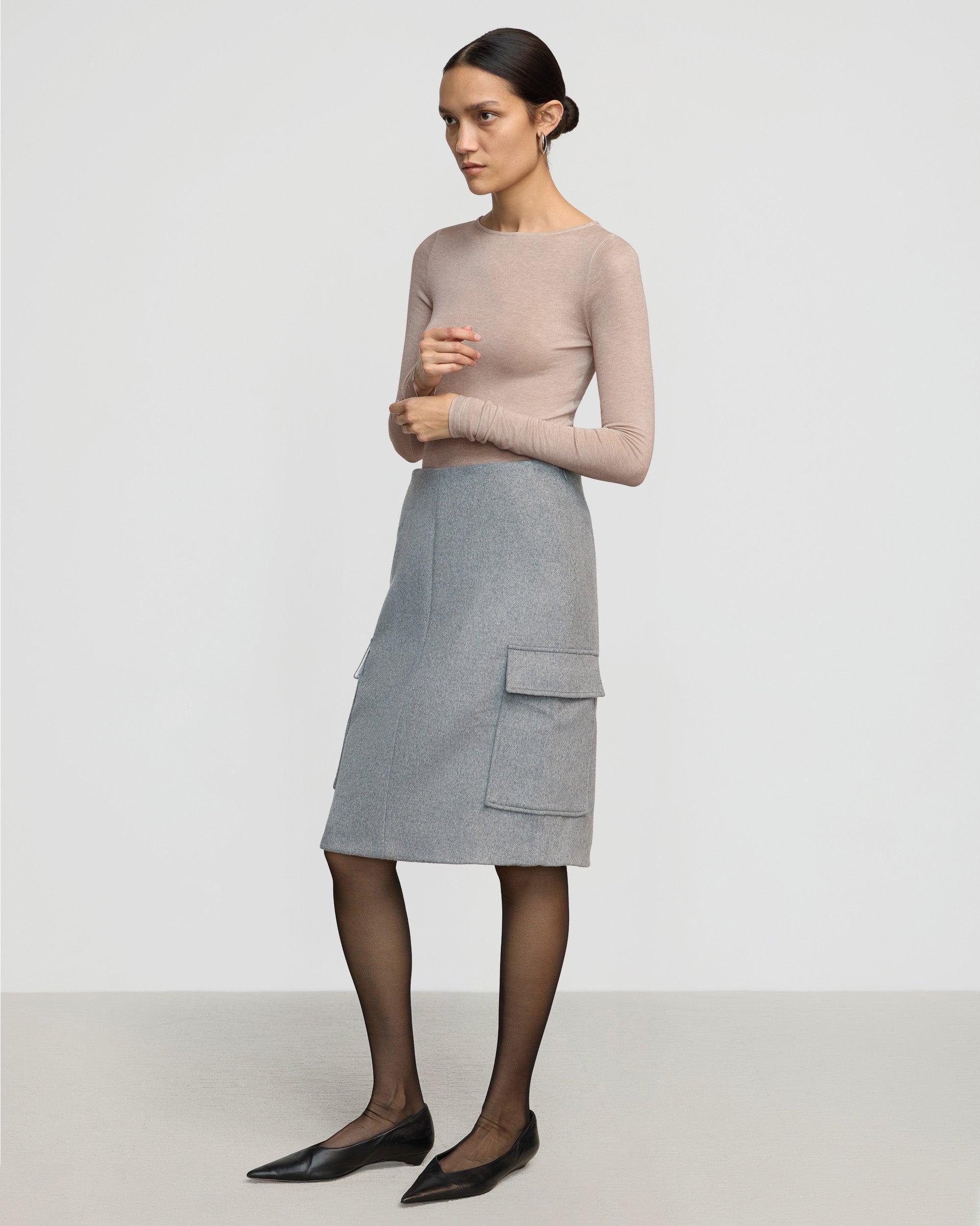 Felicia Wool Utility Midi Skirt Product Image