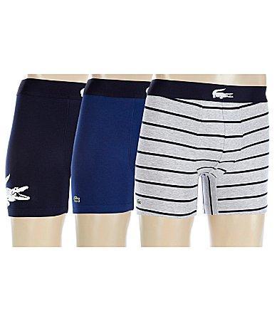 Lacoste 3-Pack Boxer Brief Causal Fashion Big Croc (Navy /White/Silver Chine/Methylene) Men's Underwear Product Image