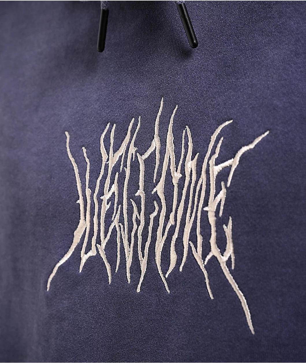Welcome Chasm Embroidered Enzyme-Washed Dark Sapphire Hoodie Product Image