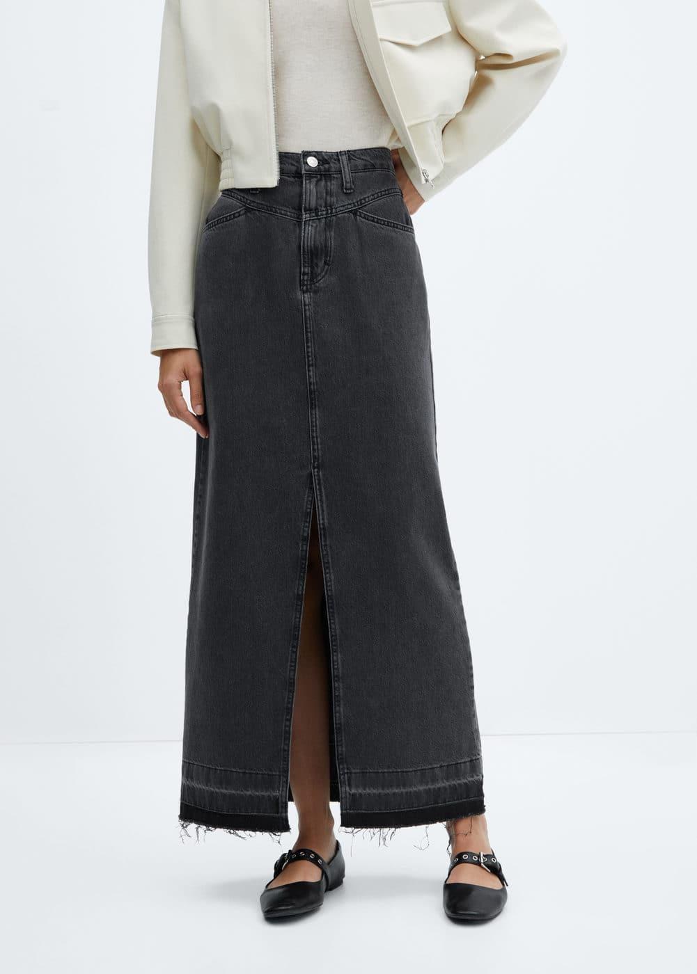 Mango Womens Denim Long Skirt Product Image