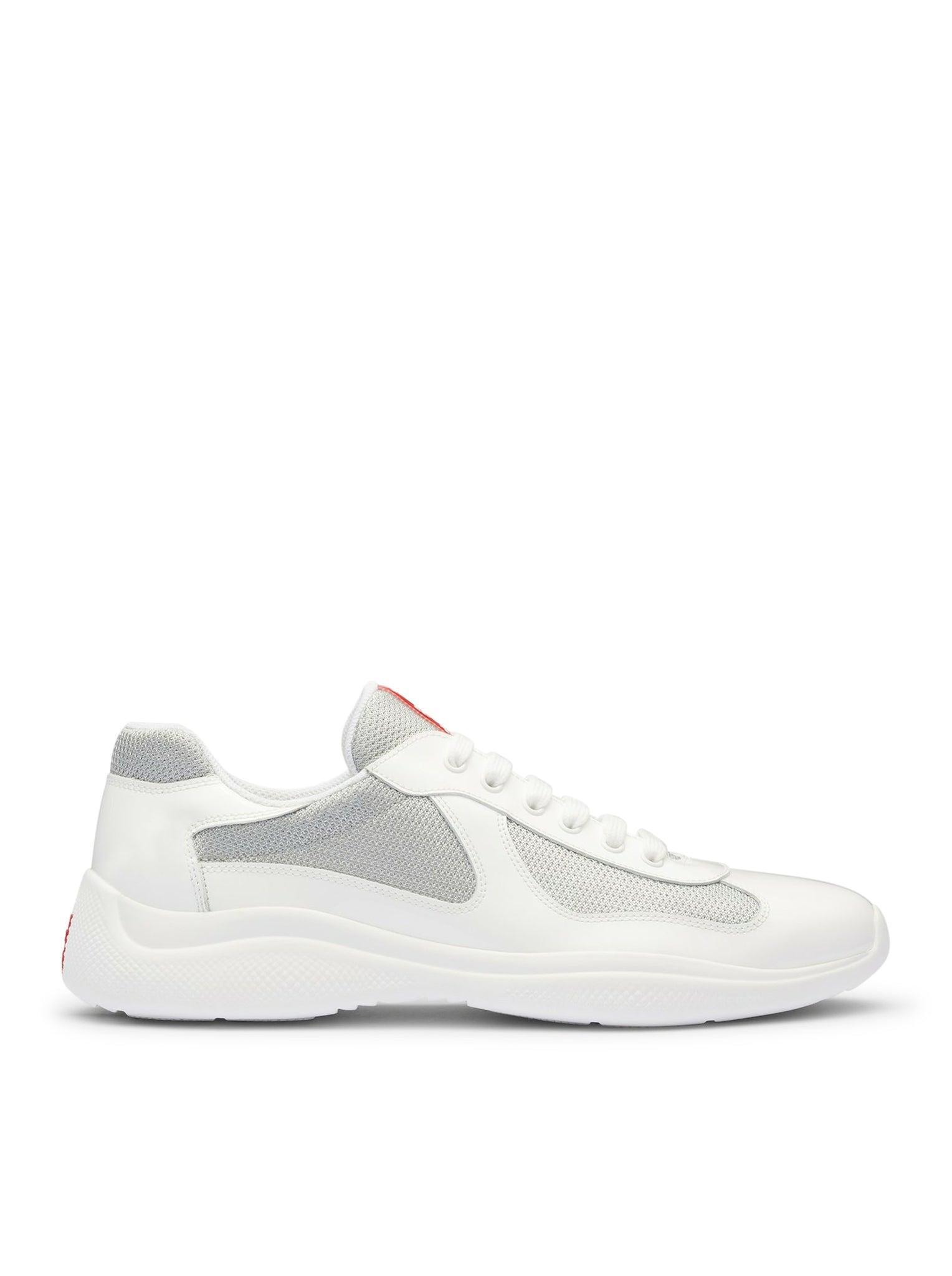 PRADA Mens Neutral America's Cup Original Leather And Mesh Trainers In White Product Image