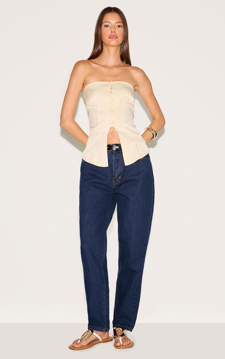 Cream Fitted Bandeau Button Vest Product Image