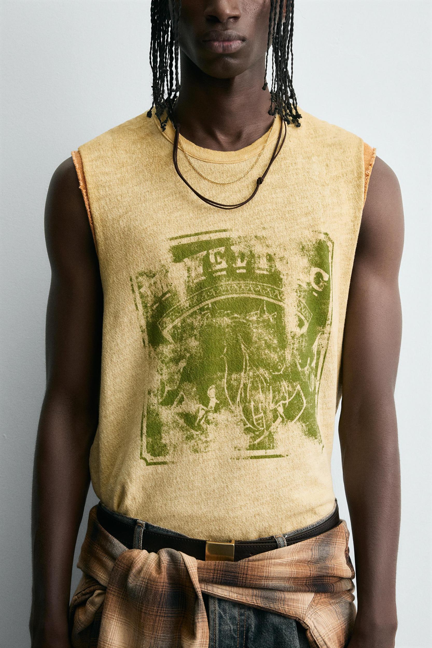 WASHED PRINT KNIT TANK TOP Product Image