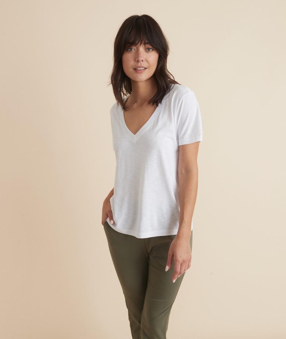 Boyfriend V-Neck in White Product Image