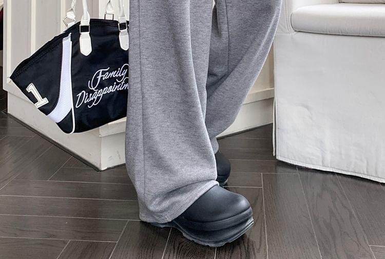 Drawstring Waist Plain Wide Leg Sweatpants Product Image