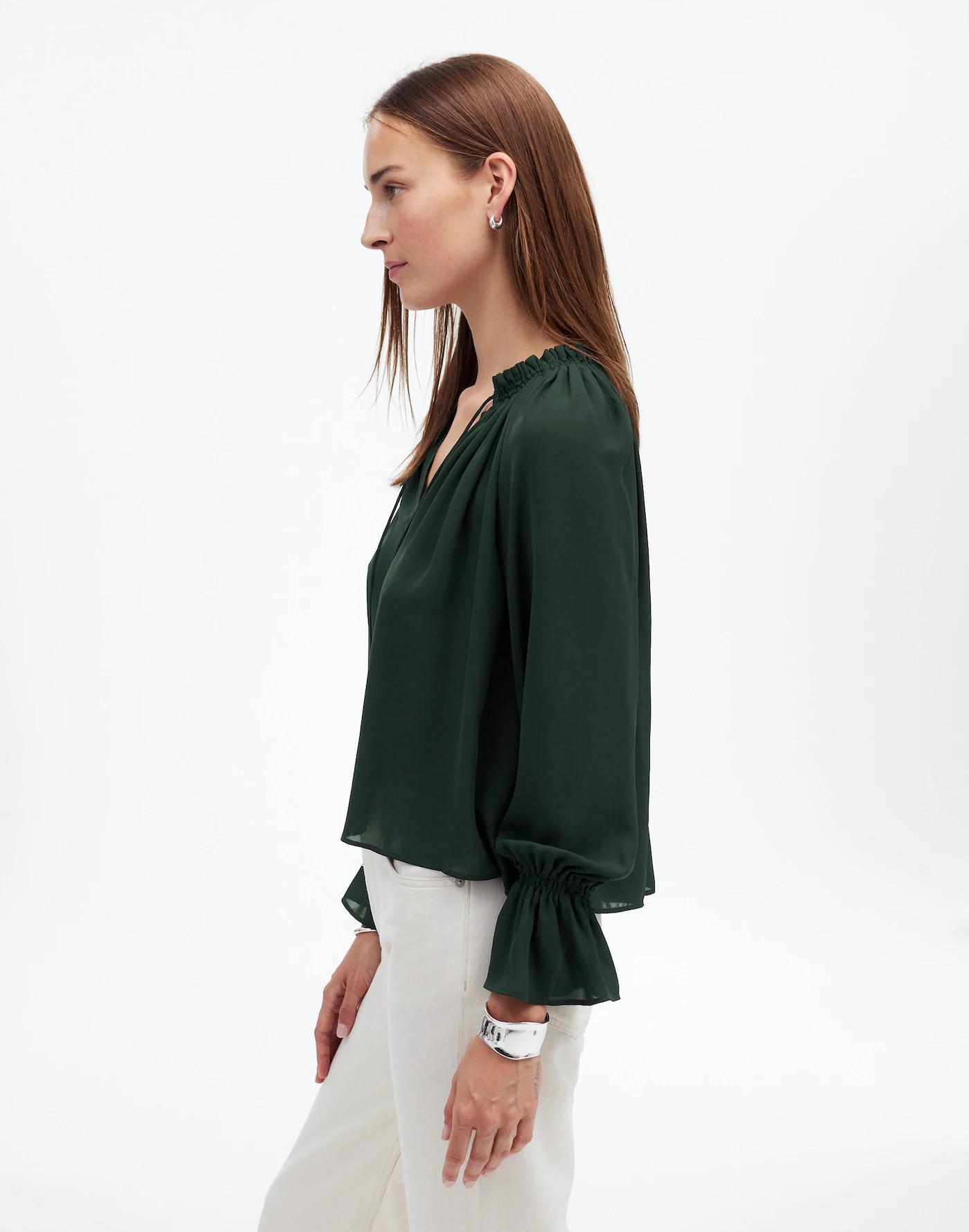Long-Sleeve Tie-Neck Top Product Image