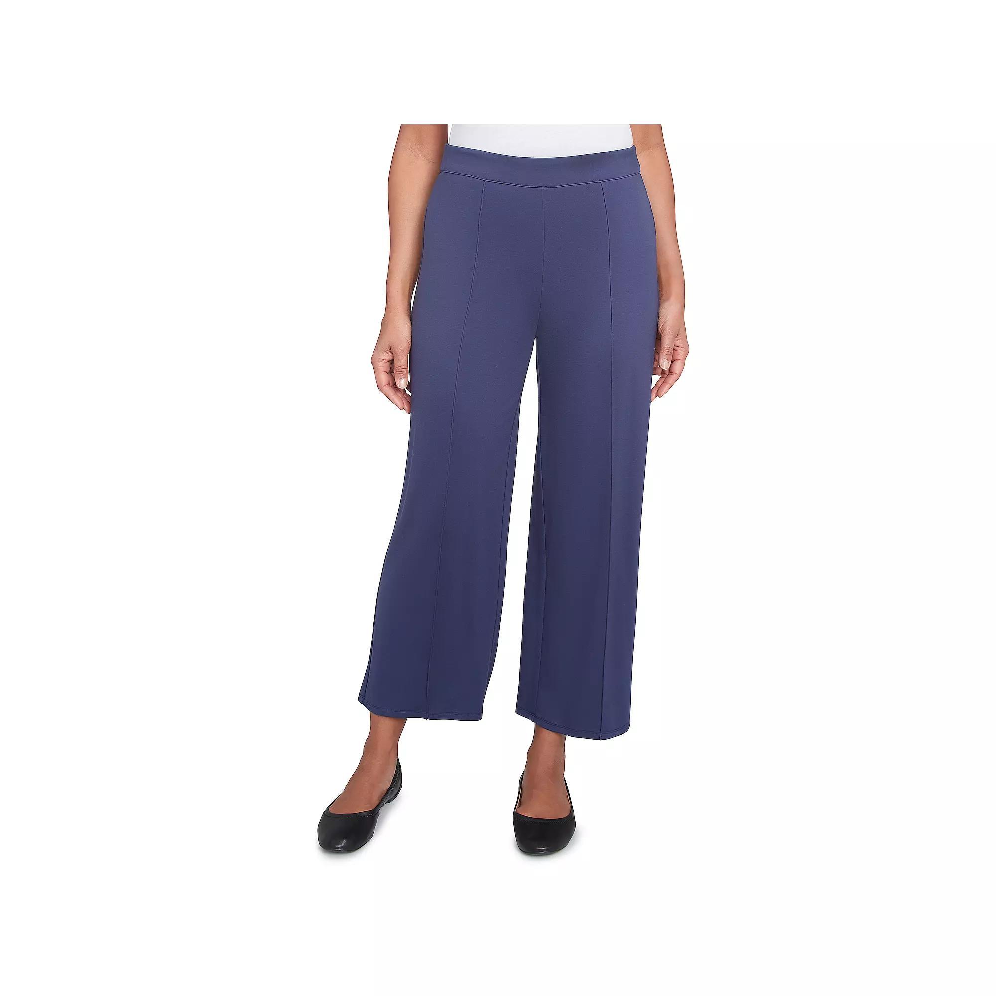 Petite Alfred Dunner Pleated Wide Leg Ankle Pants, Women's, Size: Small Petite, Marine Blue Product Image