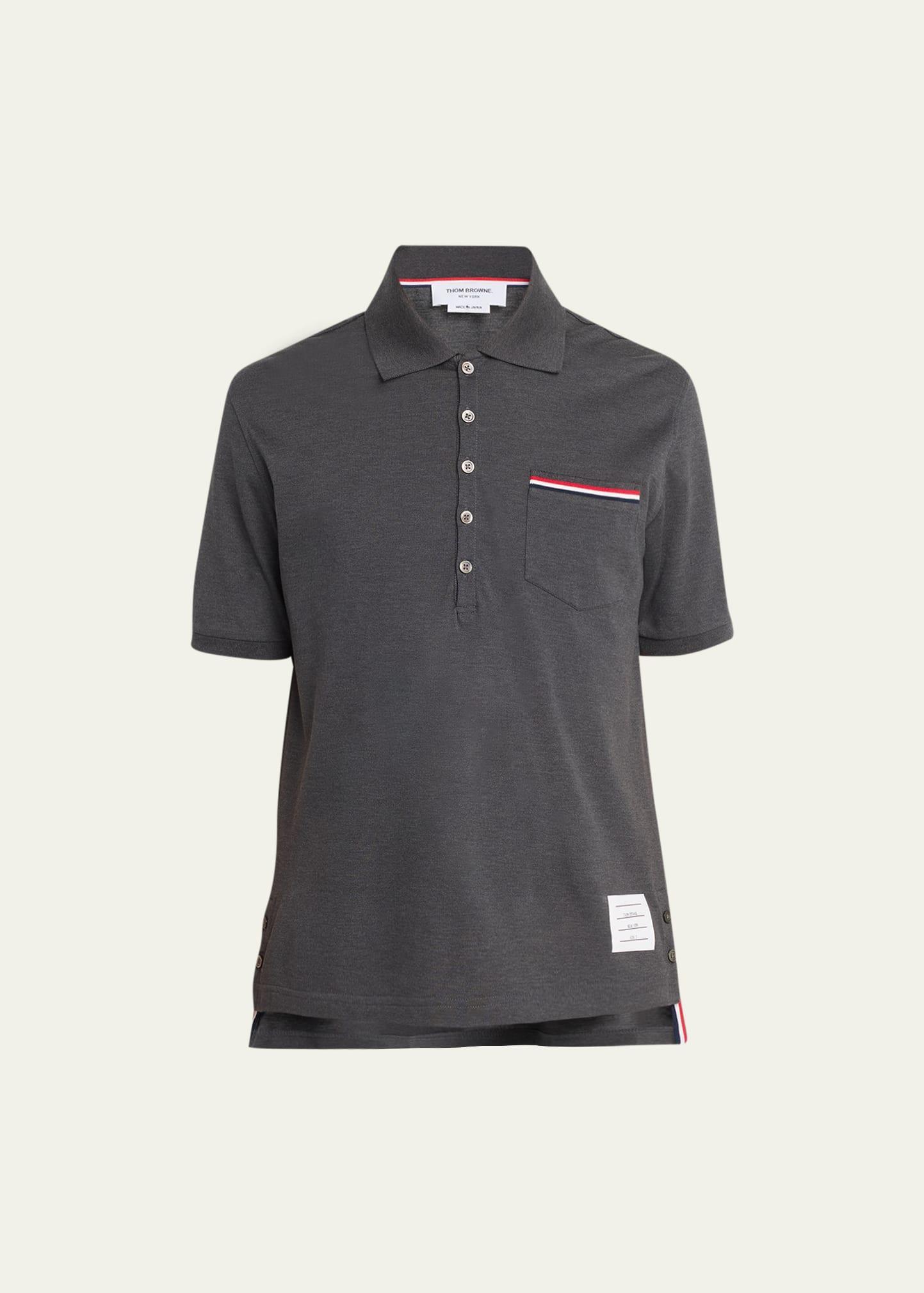 Heather Polo Shirt with Striped Pocket Product Image