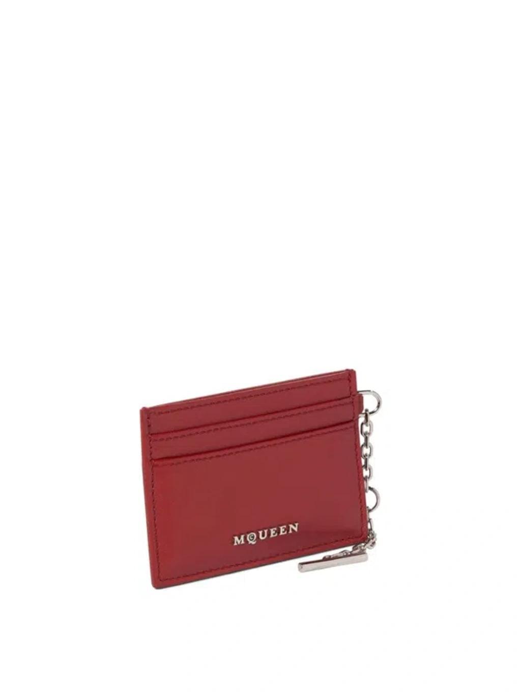 ALEXANDER MCQUEEN Sling Logo Plaque Card Holder In Red Product Image