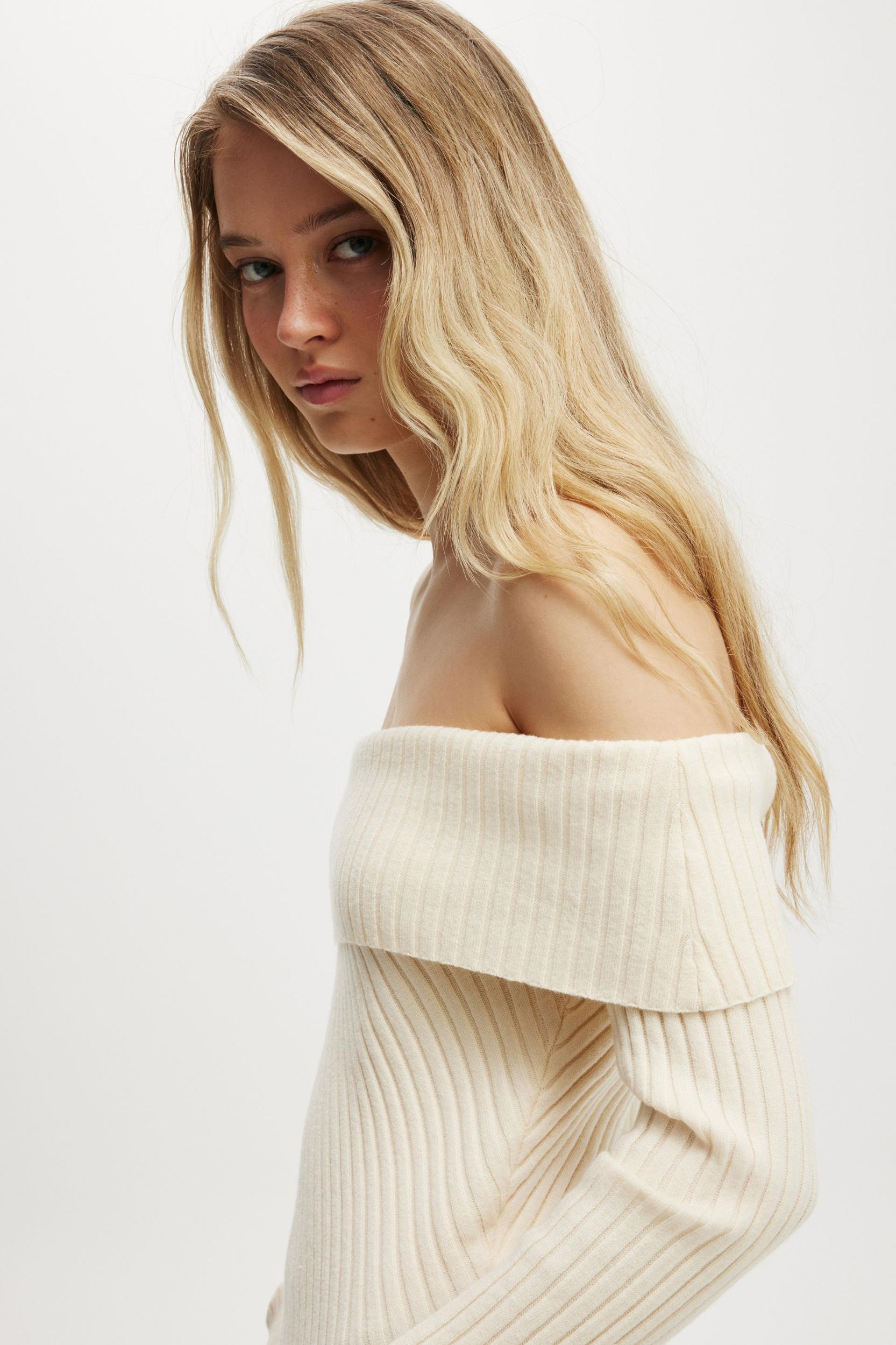 Asym Rib Off Shoulder Knit Product Image