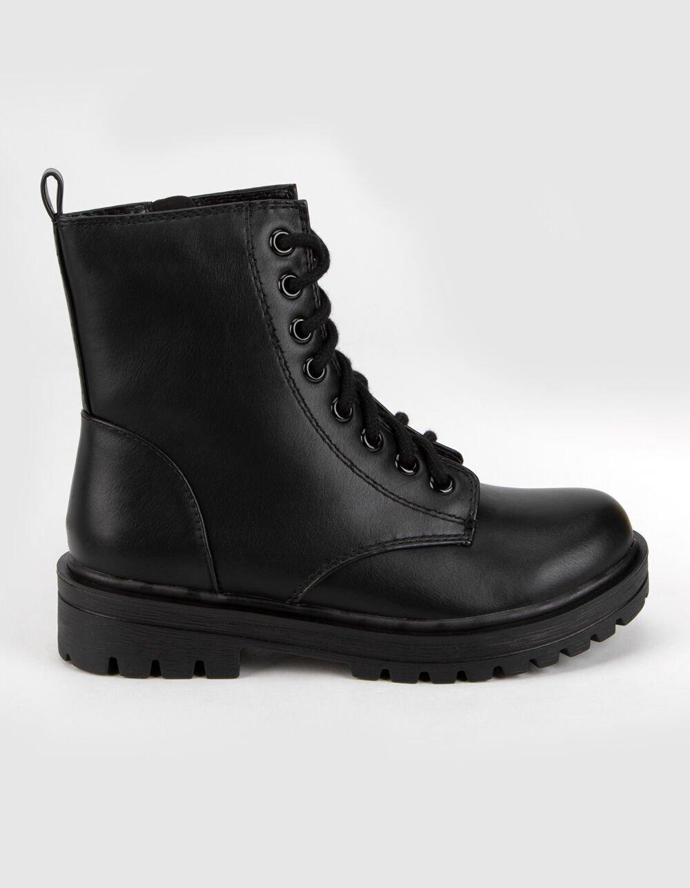 SODA Lug Sole Womens Black Combat Boots Product Image