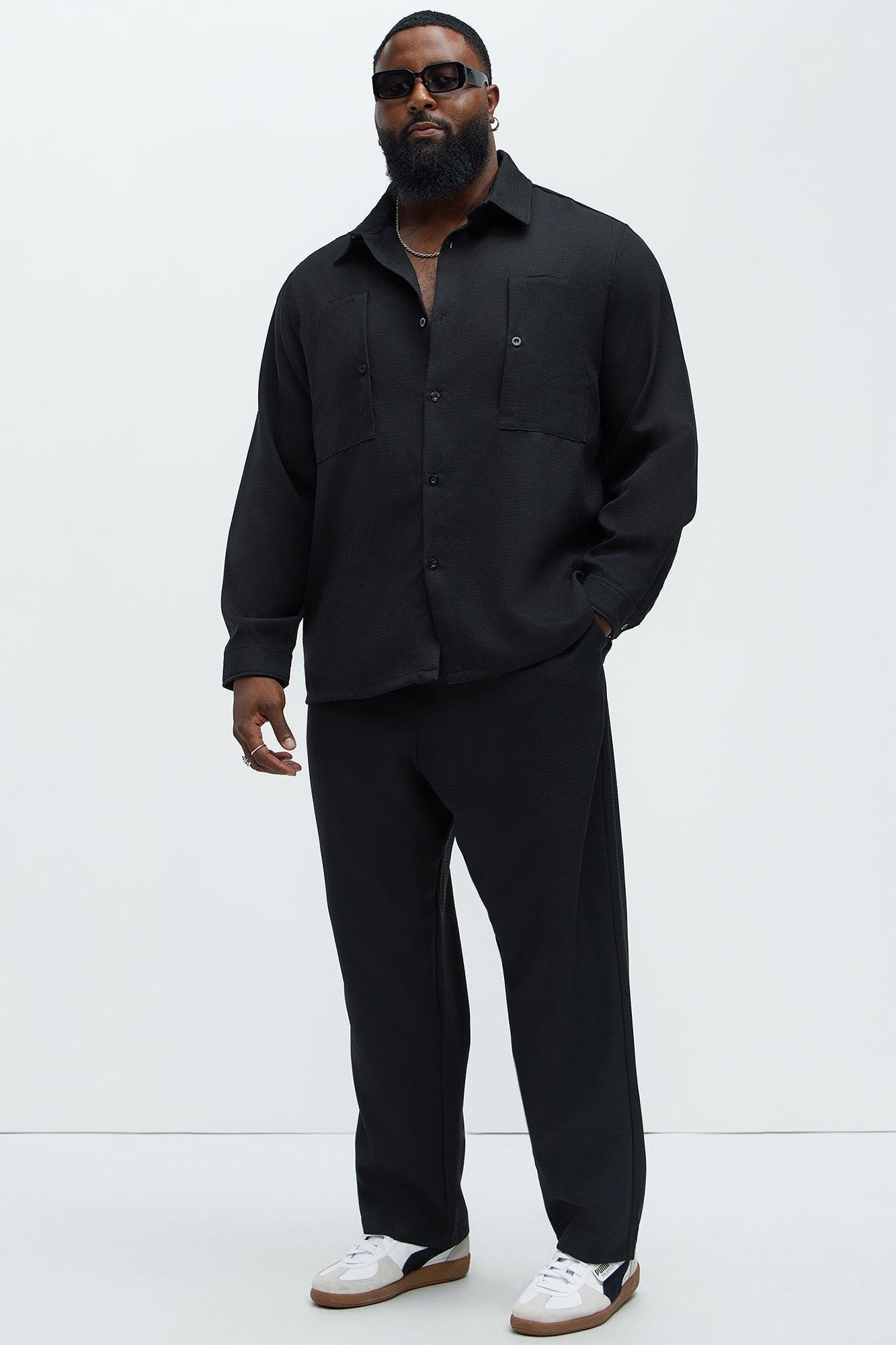 Kerr Textured Button Up Shirt - Black Product Image