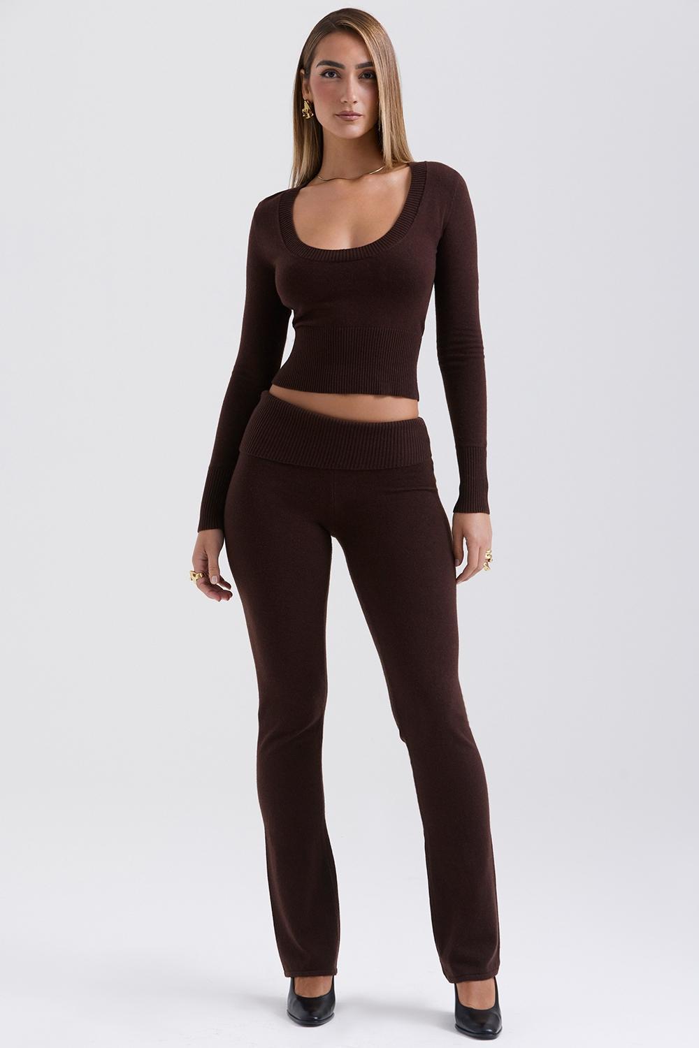 Ama  chocolate cashmere blend trousers - sale Product Image
