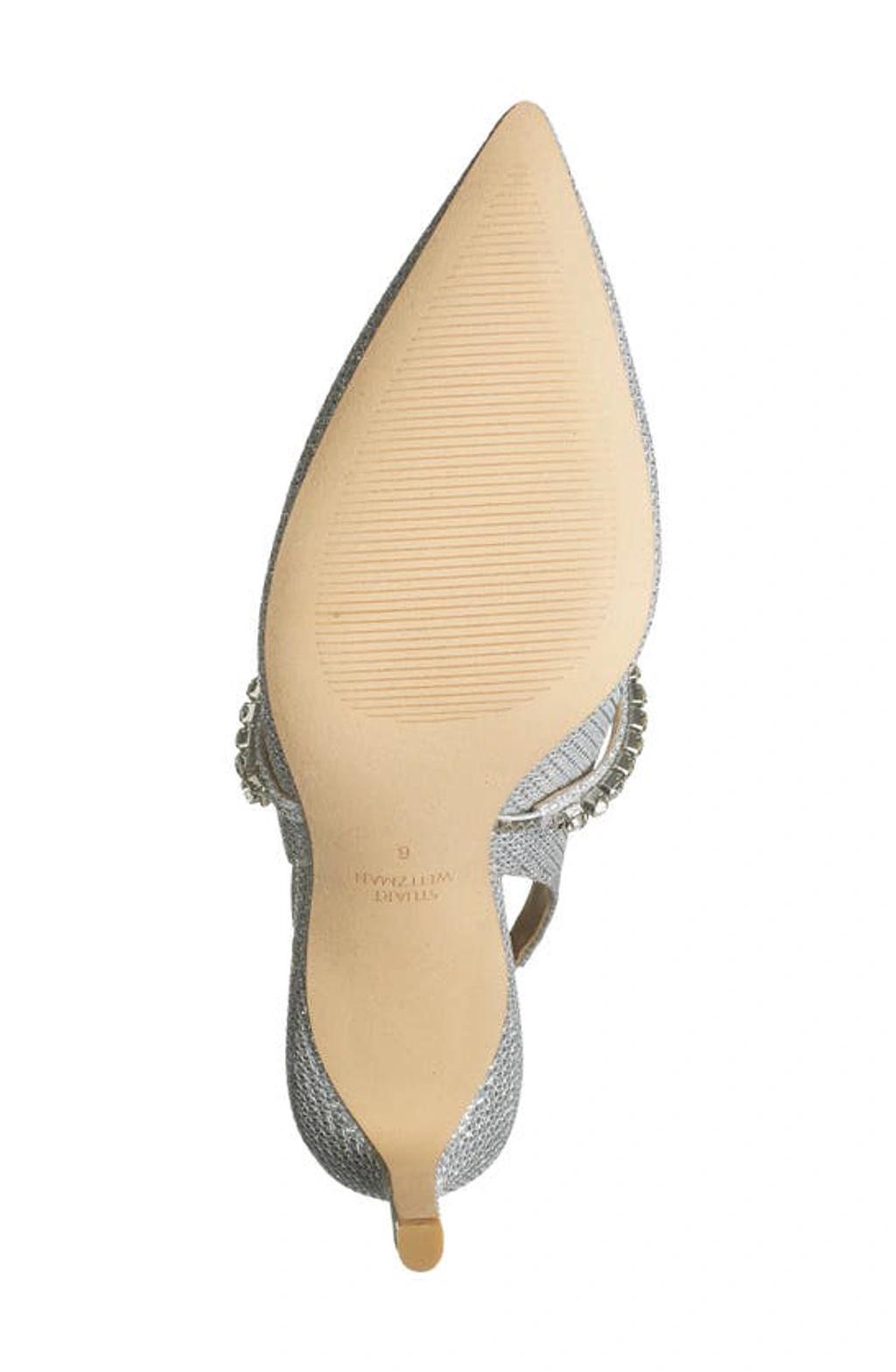 STUART WEITZMAN Crystalne 75 Slingback In Silver Product Image