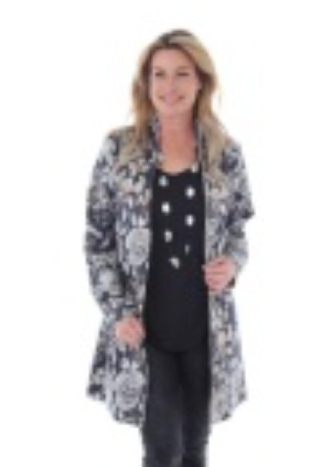 Floral Print Open Front Coat Product Image