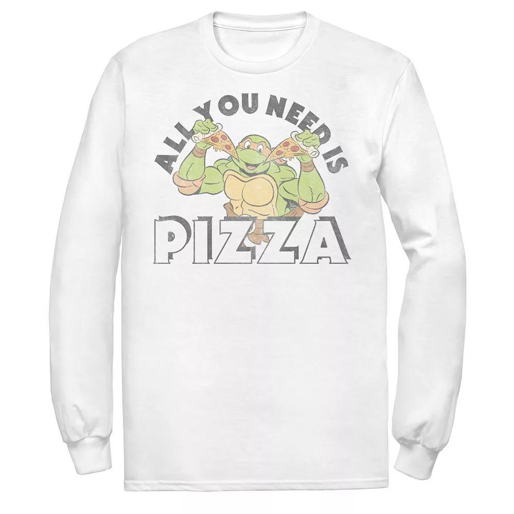 Men's Ninja Turtles Raphael All You Need Is Pizza Vintage Long Sleeve Tee, Size: Large, White Product Image