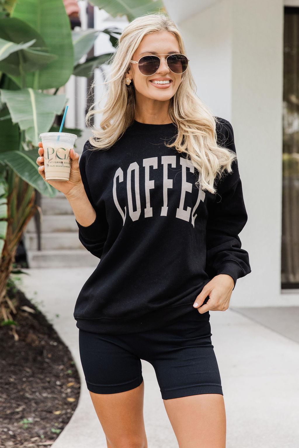 Coffee Block Black Oversized Graphic Sweatshirt Product Image