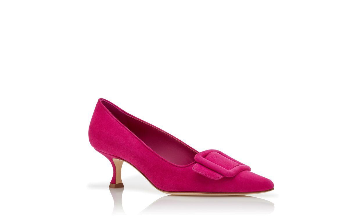 MAYSALEPUMP 50 Dark Pink Suede Buckle Detail Pumps Product Image