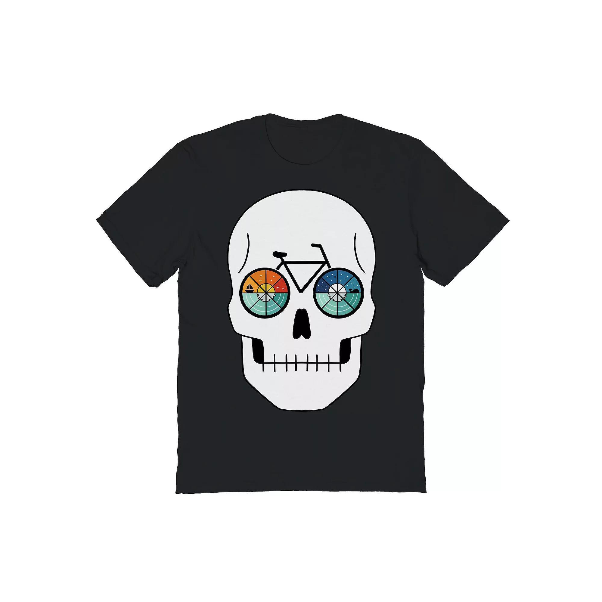 Men's Skull and Bicycle Halloween Graphic Tee, Size: Small, Black Product Image