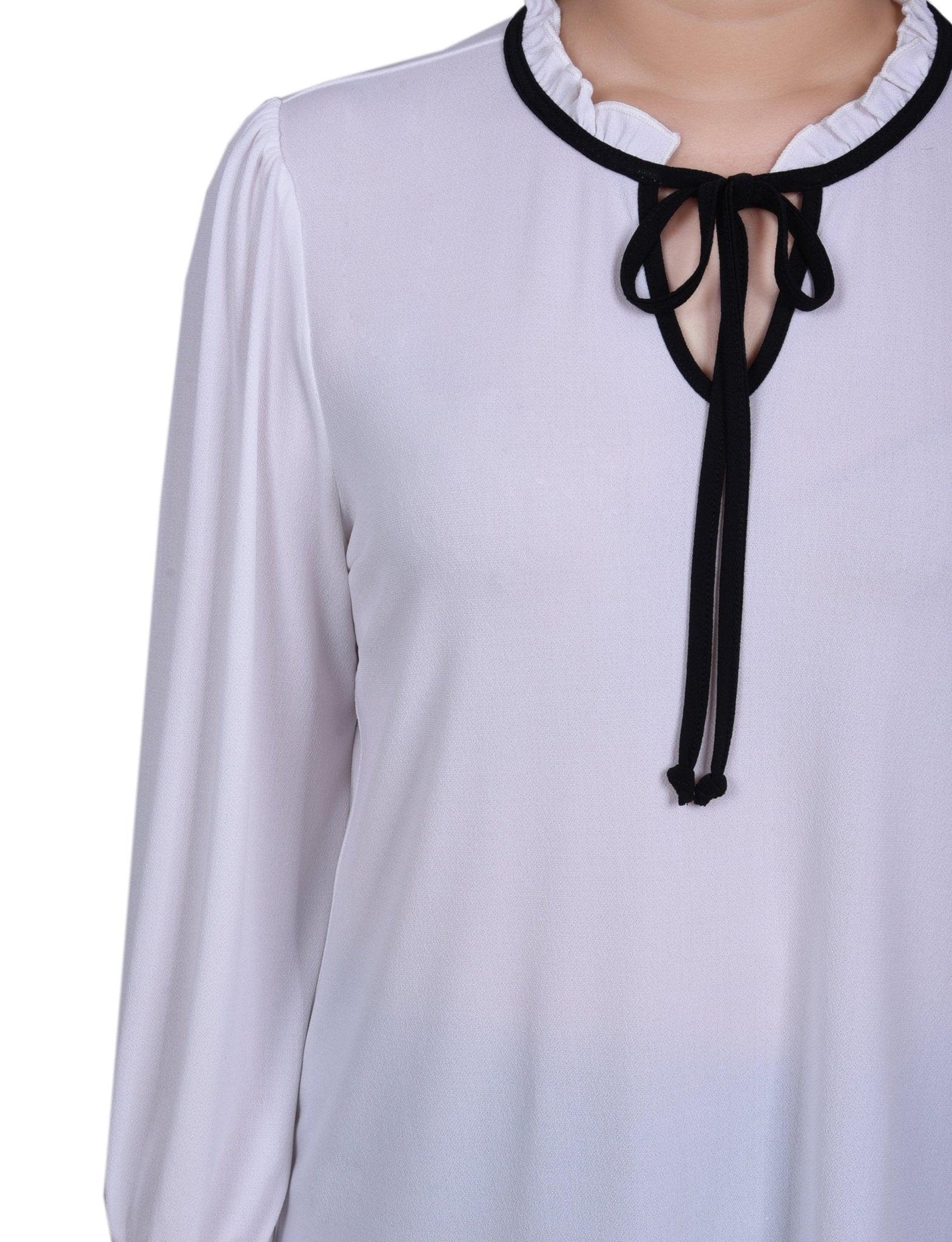 Long Sleeve Tie Neck Top - Petite Product Image