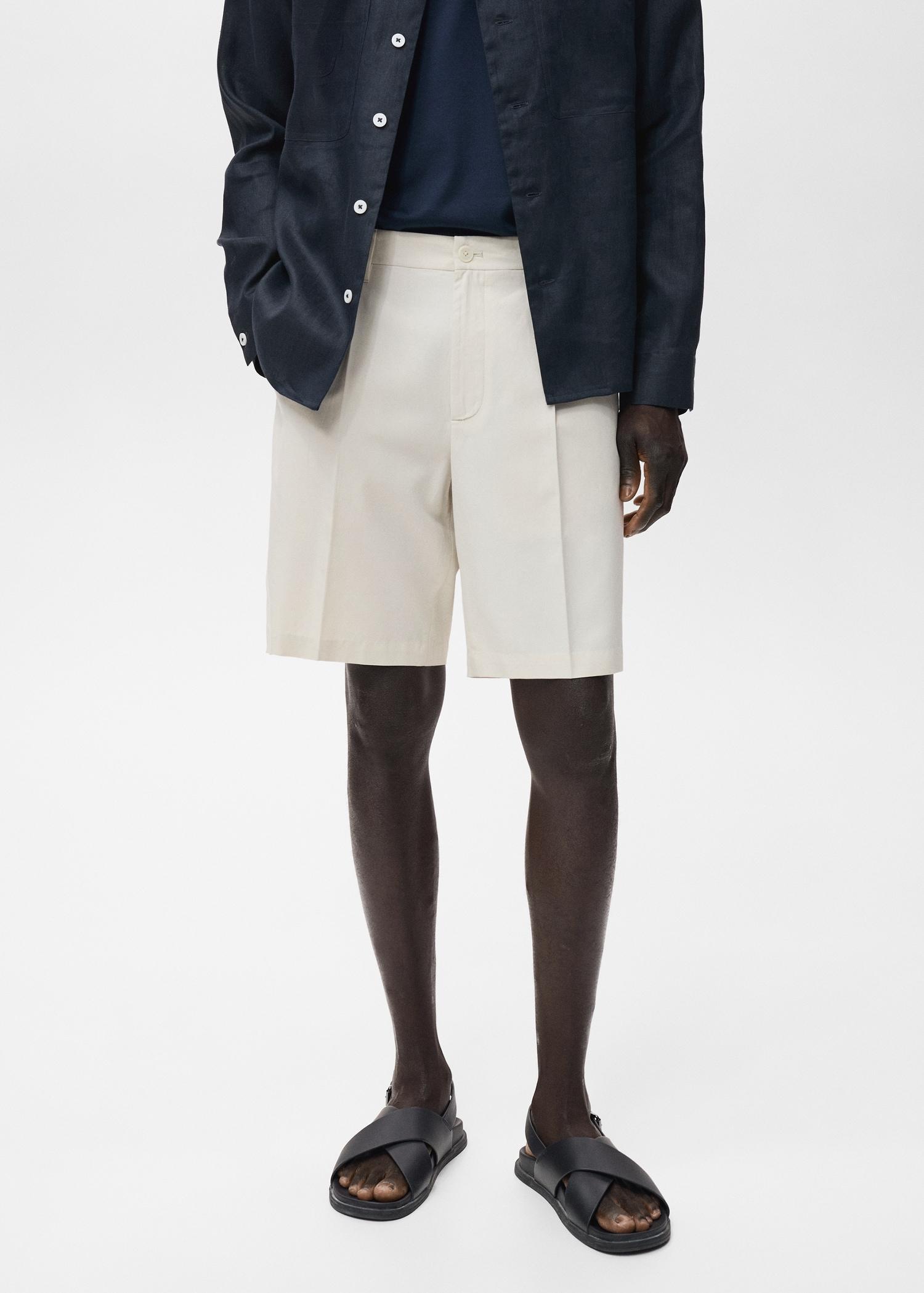 100% linen bermuda shorts - Men | MANGO USA Product Image
