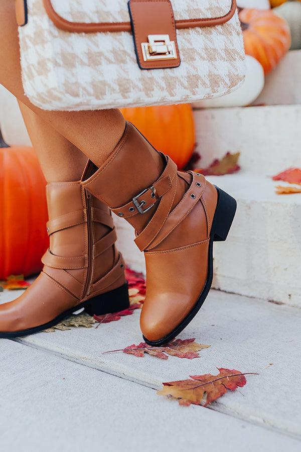 The Kristen Faux Leather Boot In Camel Product Image