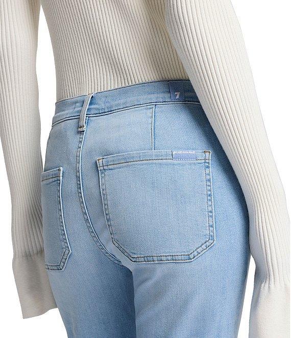 7 For All Mankind Dojo Tailorless Front Patch Pocket Mid Rise Flare Leg Jeans Product Image