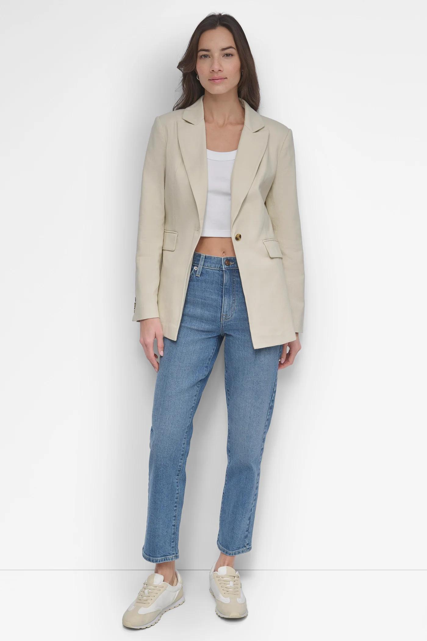 SINGLE BUTTON BLAZER WITH CUT AWAY HEM Product Image