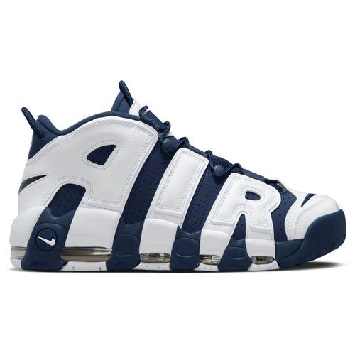 Nike Mens Nike Air More Uptempo 96 Oly - Mens Basketball Shoes White/Blue/Gold Product Image