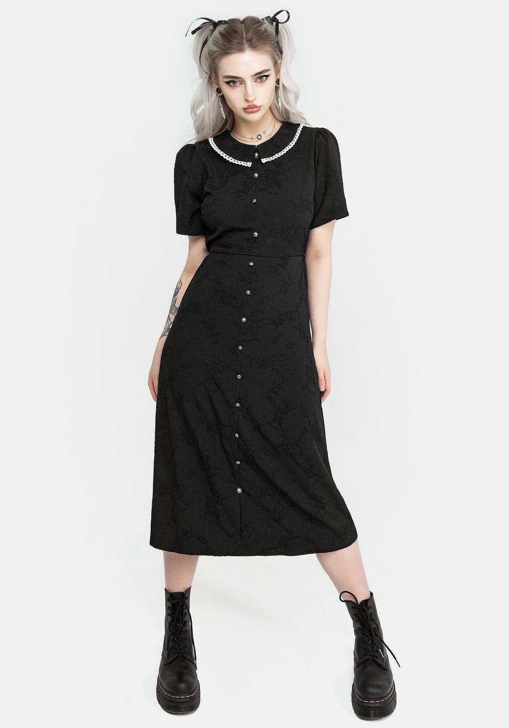 Medea Button Front Collared Midi Dress Product Image