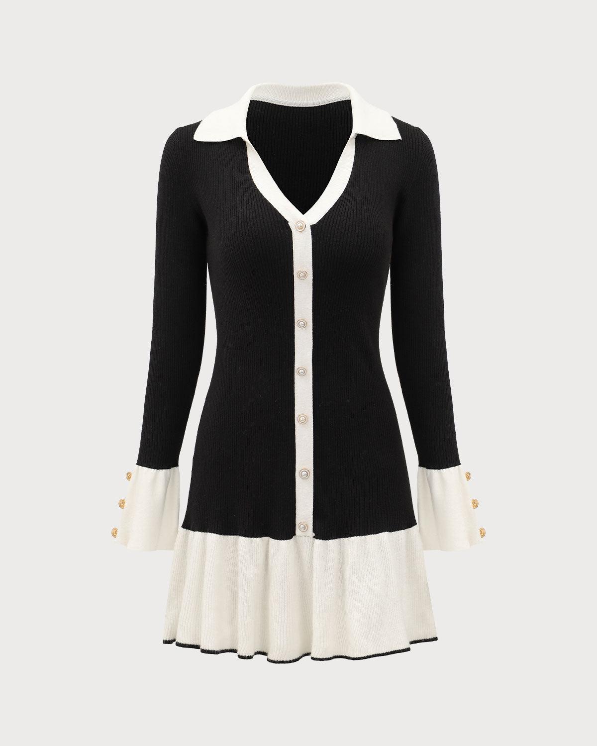 Wine Red Contrasting Sweater Dress Product Image