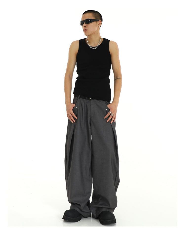 RT No. 9805 FOLDED WIDE STRAIGHT PANTS Product Image